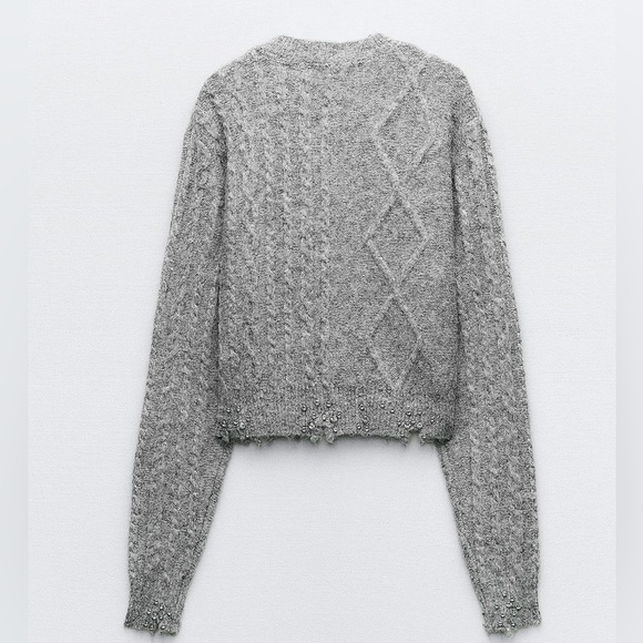 ZARA BEJEWELED KNIT CARDIGAN - Picture 7 of 8